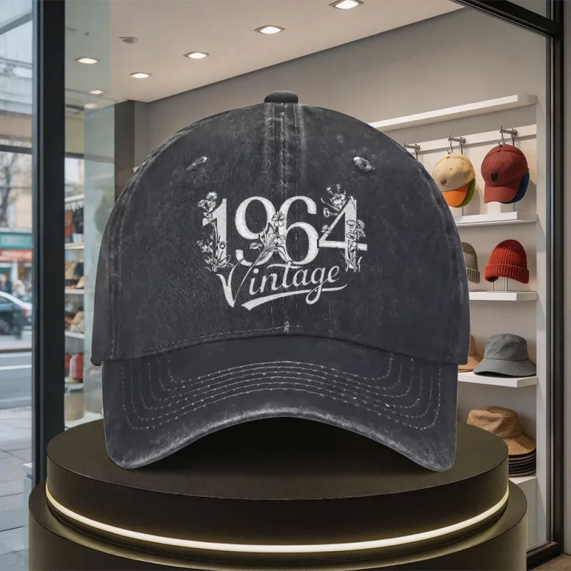 1964 Vintage Digital Floral Print Baseball Cap Unisex Snapback Hat Outdoor Casual Sporty Fashion Lightweight Comfortable