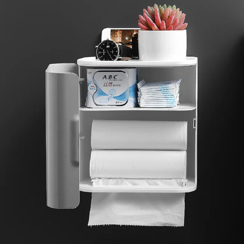 Toilet Paper Holder Large Capacity Tissue Box Multifunction Toilet Tissue Storage Rack Paper Towel Kitchen Bathroom Storage Box