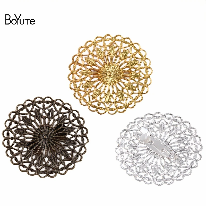 

BoYuTe (20 Pieces/Lot) 38MM Metal Brass Filigree Flower Brooch Pins Factory Direct Sale Diy Handmade Jewelry Accessories