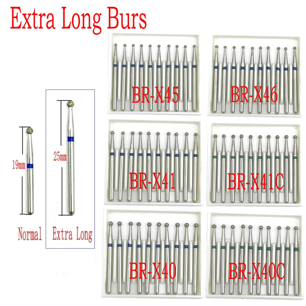 Extra Long Dental Diamond Burs FG Diamond 1.6mm Shank for High Speed Handpiece Burs Dentist Tools