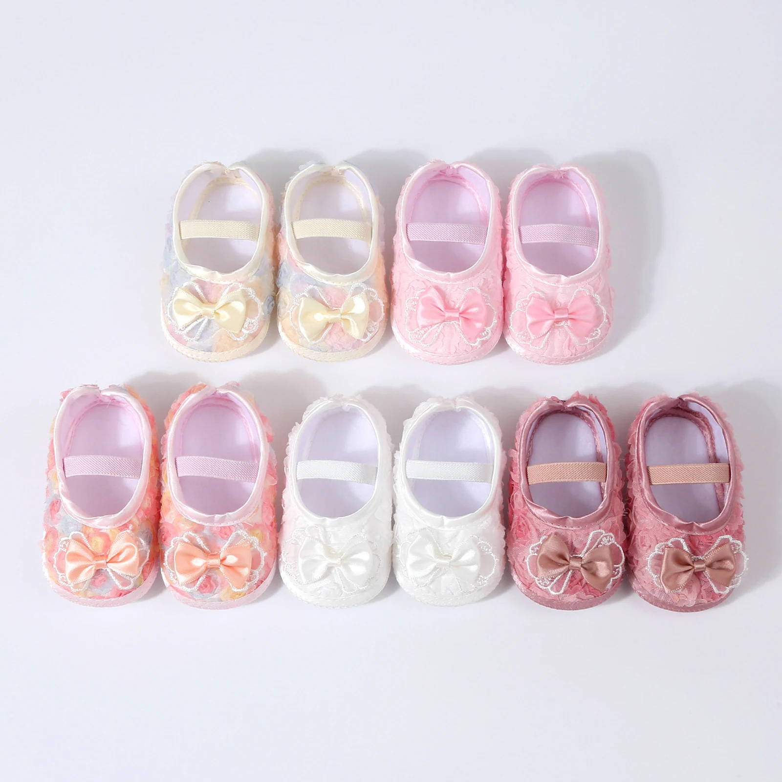 0-12months Baby Girls Shoes Soft First Walking Shoes  for infant girls Lace Bow Decorated Princess Shoes
