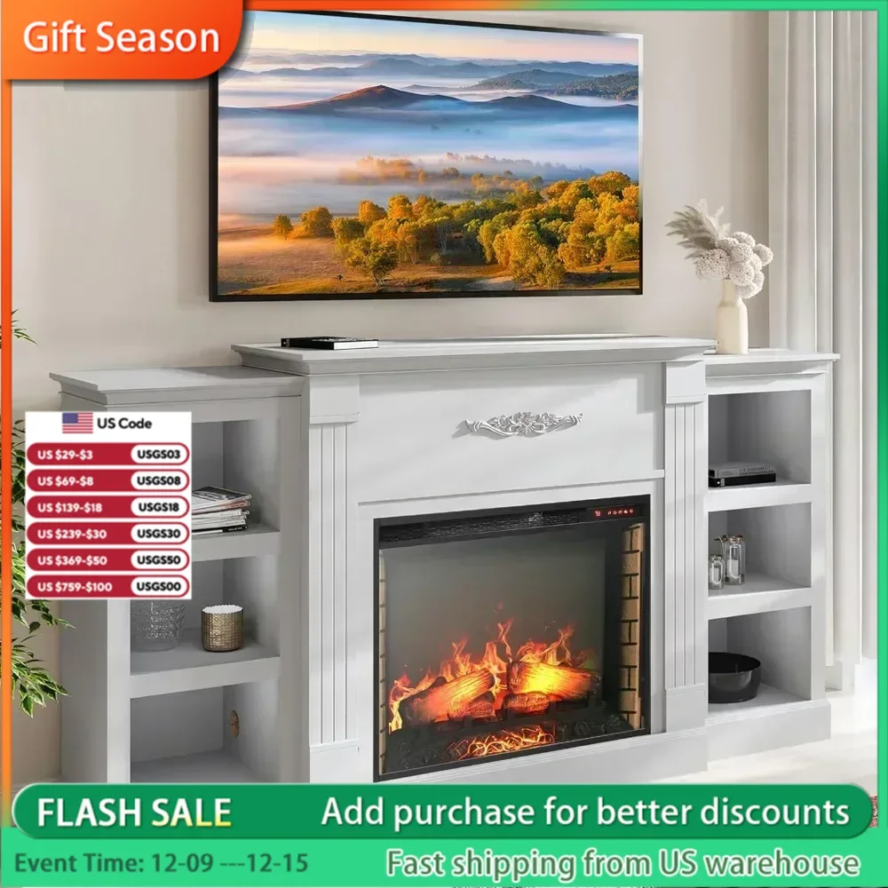 

70 Inch Electric Fireplace Heater for Mantel TV Station and Media Entertainment Center, Up To 68 Inch TV