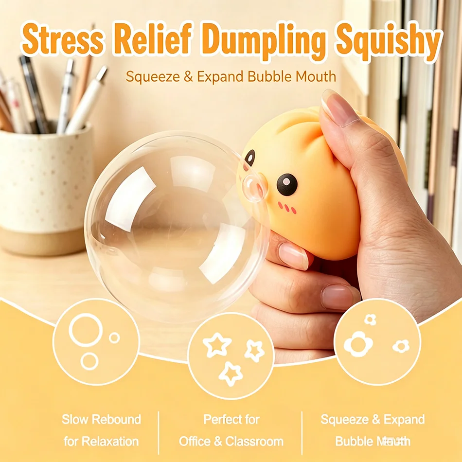 2026 Hot Cute Spit Bubble Dumpling Squishy Pinch Slow Rebound Soft Ease Anxiety Squeeze Ball Office Home Decorat Perfect Gifts