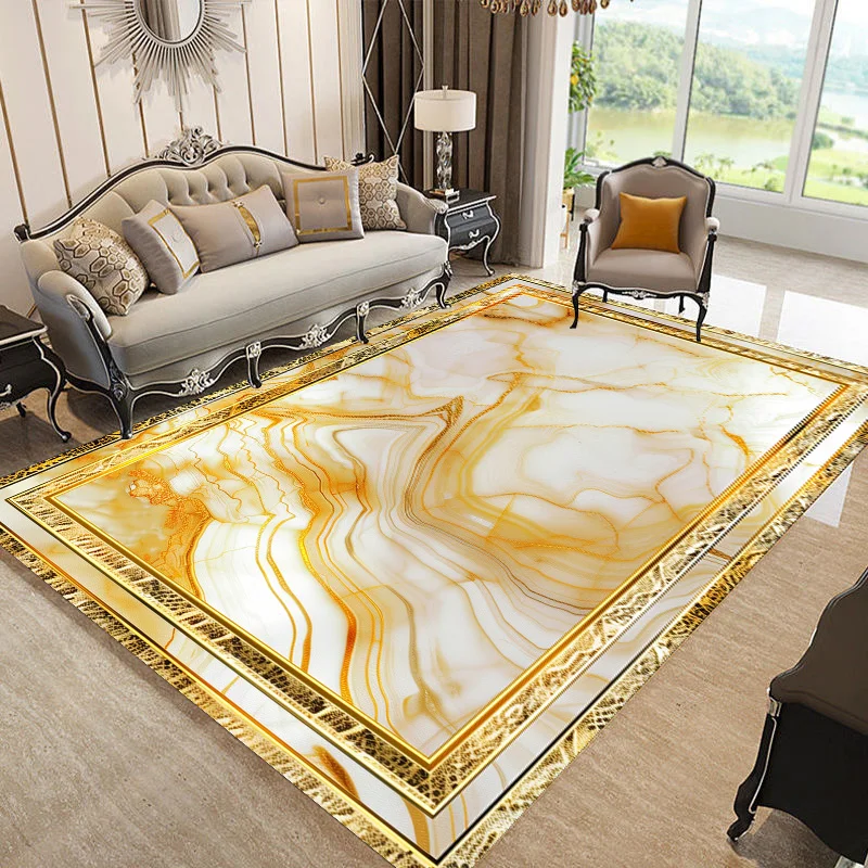 Golden and Luxury CARPET FOR LIVE ROOM Gorgeous Design Rugs for Bedroom 140x200cm Big Size Floor Mats for Dining Room Decoration