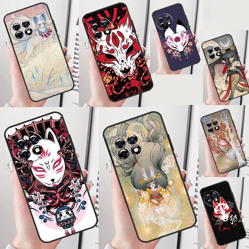 Funda artística Kitsune Fox para OnePlus Nord 4 CE 2 3 Lite N20 N30 9 10 Pro 8T 9RT 10T 11 OnePlus 13 12 R