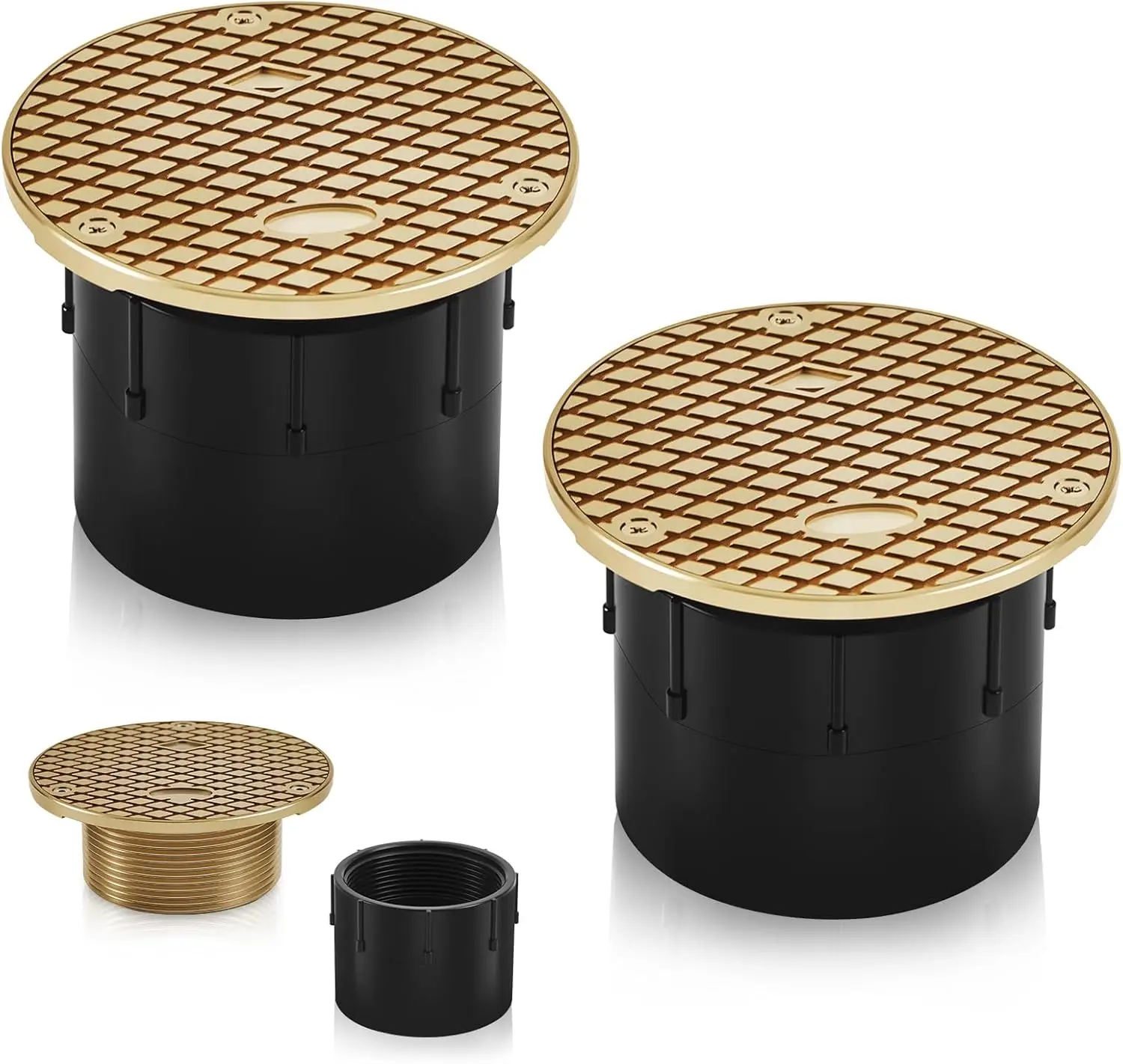 

2 Pcs Adjustable 3-Inch ABS Wheel Connection Height Floor Cleanout Nickel Top Floor Drain Cleaning For Patios & Walkways