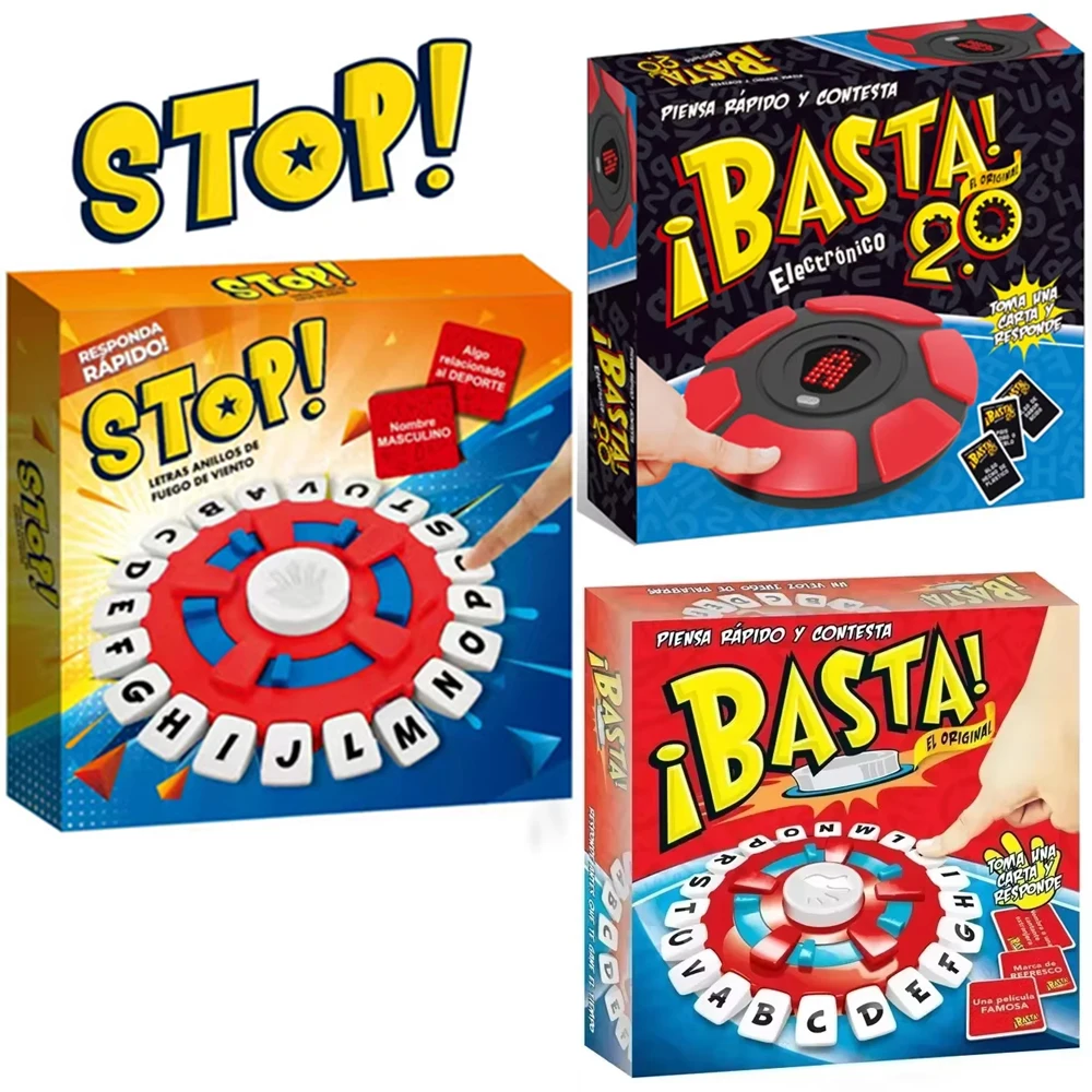 New Basta 2.0 Spanish Word Game Fast-Paced Family Board Game The Quick Thinking Letter Pressing Tapple Games versión en español