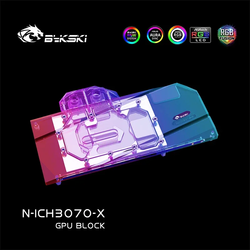 Bykski-GPU Water Cooling night pour Inno3D GeForce RTX 3070 Ice Dragon Super Edition, GPU Water nights avec Backplate N-ICH3070-X