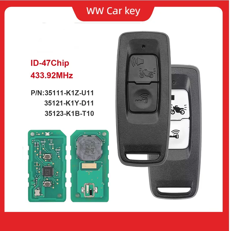 

Для PCX160 2021-2023 мотоциклетный дистанционный ключ 433,92 МГц 47 чип FCC ID 35111-K1Z-U11 K2Z 35121-K1Y-D11 35123-K1B-T10