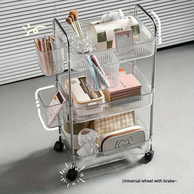 

Light luxury bathroom, bathroom, gap shelf, transparent cosmetics storage shelf, movable trolley, multi-layer