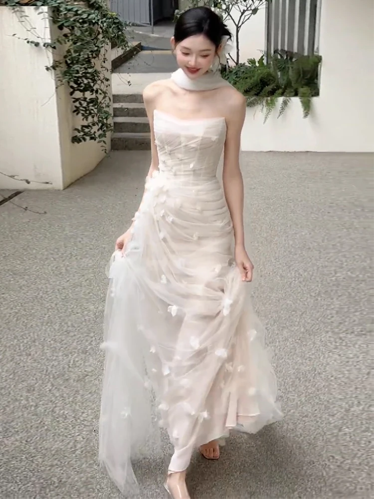 

Новый свадебный халат 2025 года с шлейфом для женщин, легкий, маленького размера, для выхода невесты, вечернее платье для помолвки и торжеств