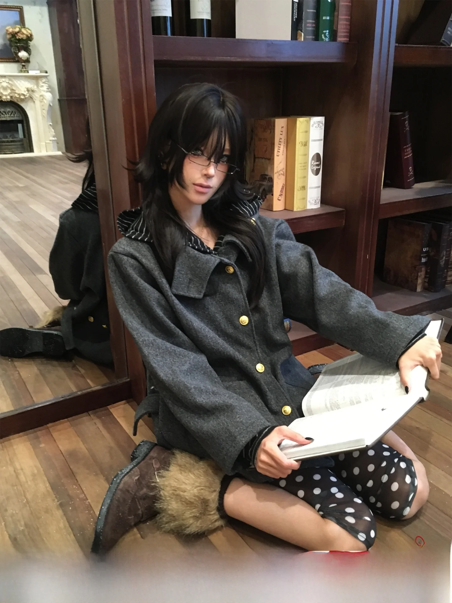 

Женское зимнее винтажное шерстяное пальто свободного кроя с капюшоном в корейском стиле, теплое, длинное, с длинными рукавами