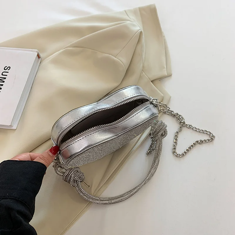Knoten Griff Strass Abend Clutch Tasche Luxus Designer Kristall Diamanten Handtasche Geldbörse niedlichen Liebe Herz Umhängetasche Mini – Detail 12