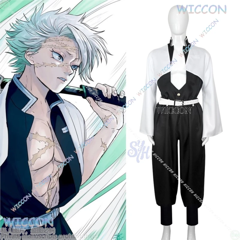 

Аниме Demon Косплей Infinity Cos Castle Shinazugawaa Костюм Sanemii японский фильм ужасов черная униформа парики татуировка Хэллоуин
