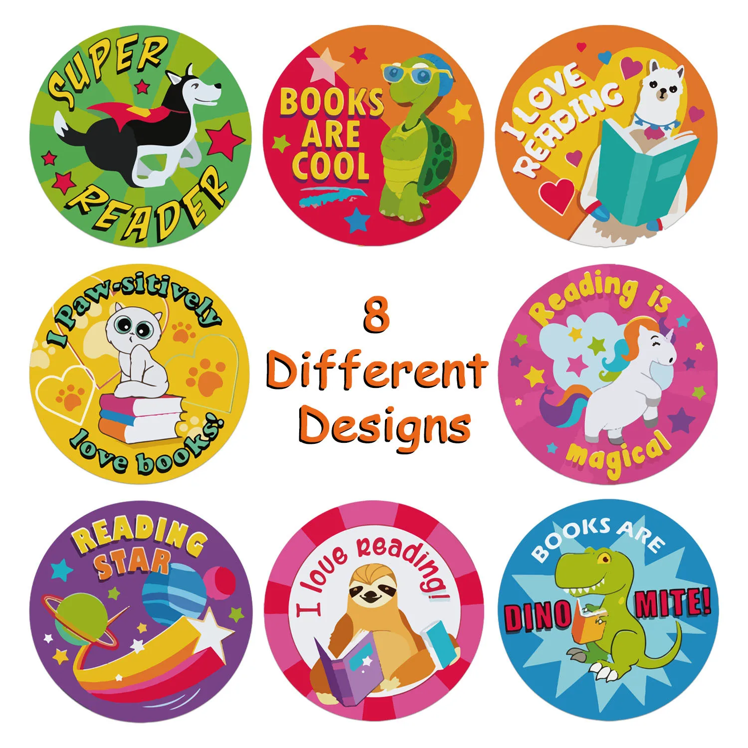 500PCS 1 Inch Cartoon Animals Encourage Motivational Discourse To Promote Reading Kawaii Creative Stationery Sticker for Student