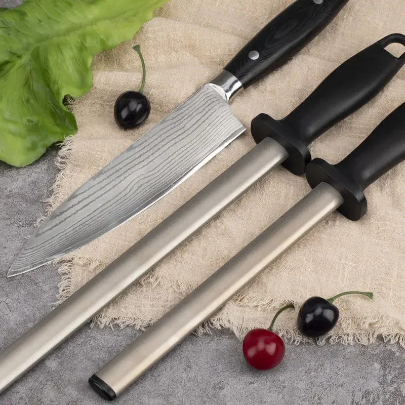 8/12 Inch Diamond Knife Sharpener Rod Professional Sharpening Steel with Comfort Handle Knife Scissors Blade Sharpening Grinding