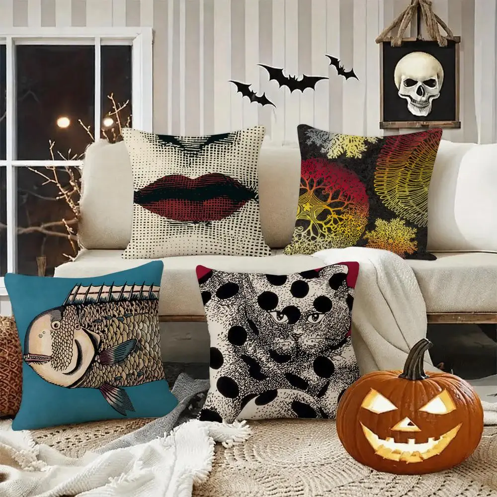 Style Abstract Art Figure Cushion Cover Halloween decoration trick or treat cushion cover, ghost, pumpkin head, bat decoration