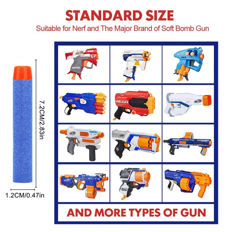 ナーフn-strikeライトブラスターフォーム詰め替えダーツ,50個,子供のおもちゃのアクセサリー,7.2cmの丸い頭のセット