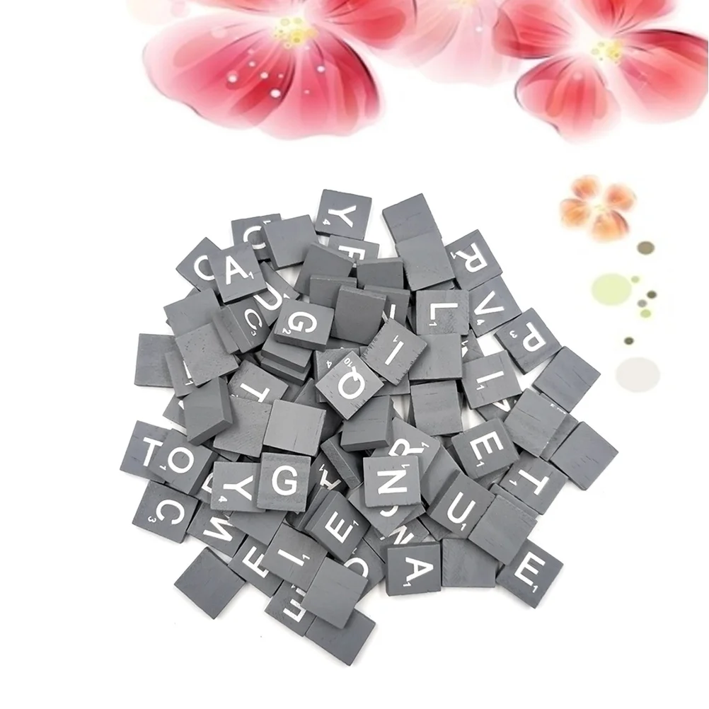 

100pcs 2 Packs Natural Wood Blocks Diy Alphabet Educational Game Wooden Cubes For Crafts Decor Letters Learning