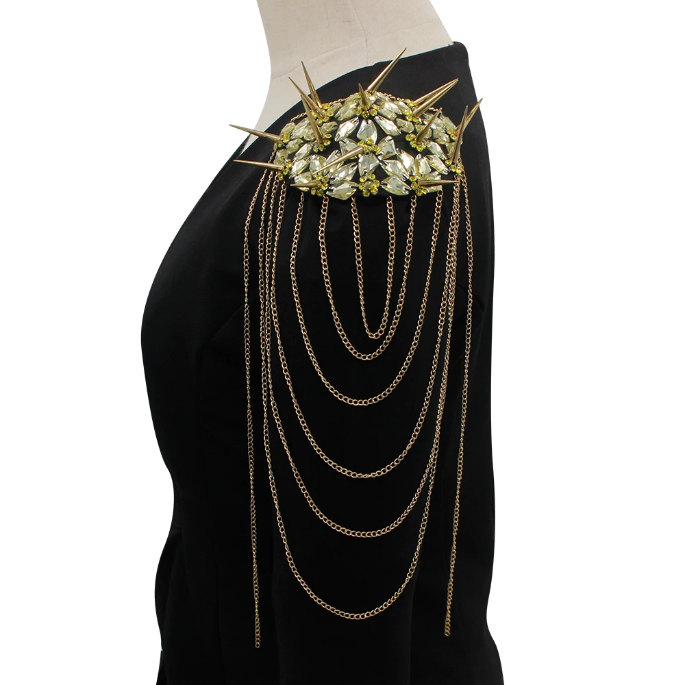 Fringe Shoulder Rivet Tassel Chain Epaulet Shoulder Boards Badge Uniform Accessories 2pieces