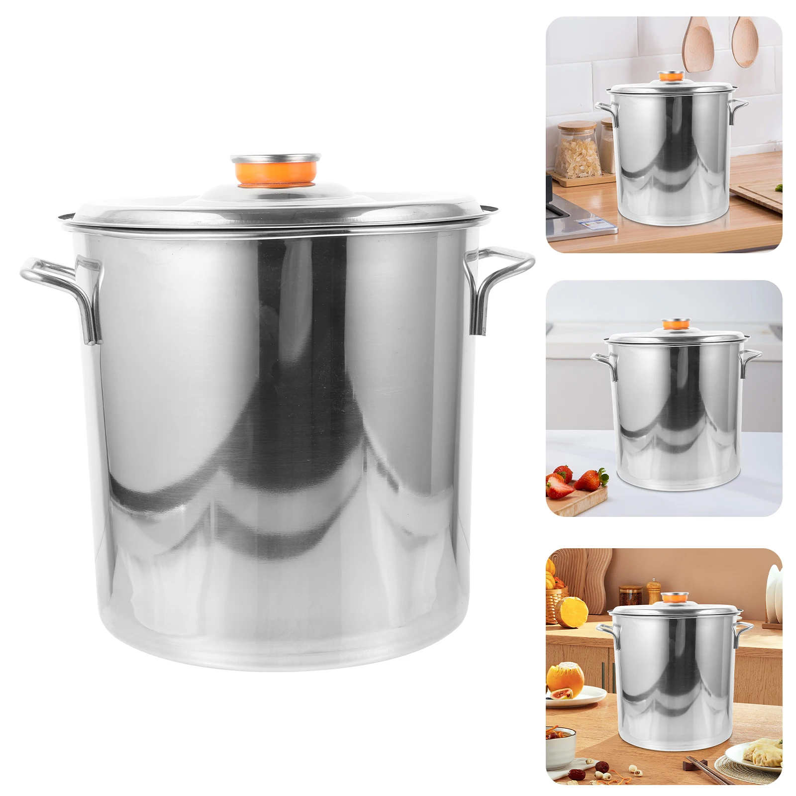 

Stainless Steel Pot Stainless Steel Bucket 25# Metal Stockpot for Seafood Crawfish Boiler Handles Kitchen Supplies Large Size