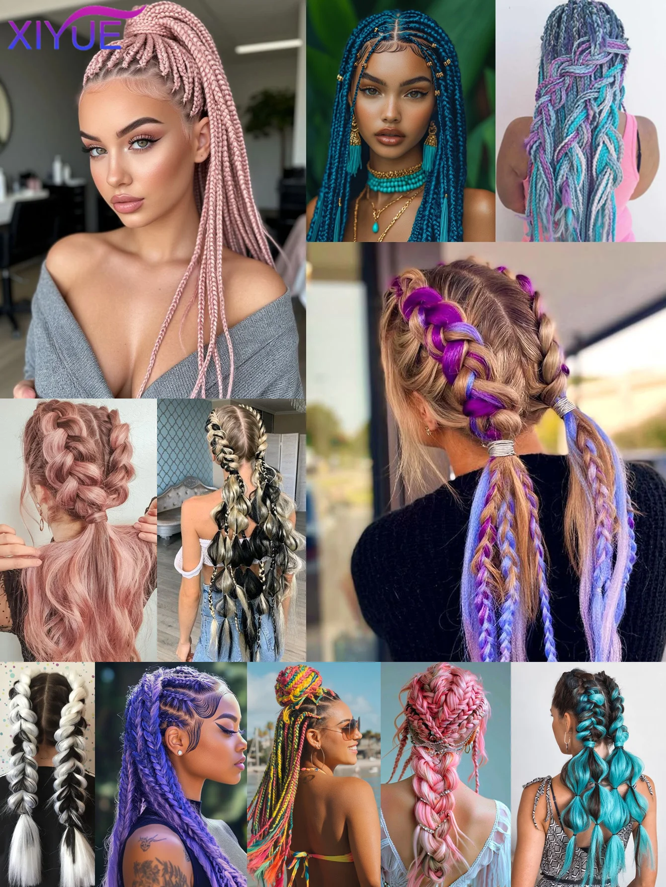 24 polegadas trança de cabelo sintético jumbo trança ombre jumbo extensão do cabelo para mulheres diy tranças de cabelo roxo rosa amarelo cinza lihu