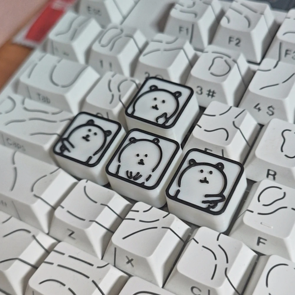 4Keys Cartoon Bear Keycaps 3D-printed Keycaps Cute Personalised Arrow Key Caps Gaming Mechanical Keyboard Accessories