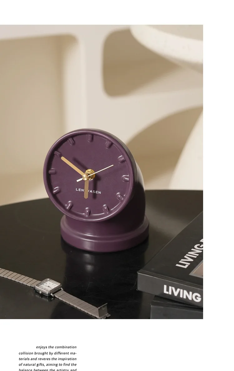 Fotografia 5: Relógio de mesa de cerâmica Zml - relógio silencioso de estilo industrial - relógio decorativo com pêndulo para sala de estar e móvel de TV