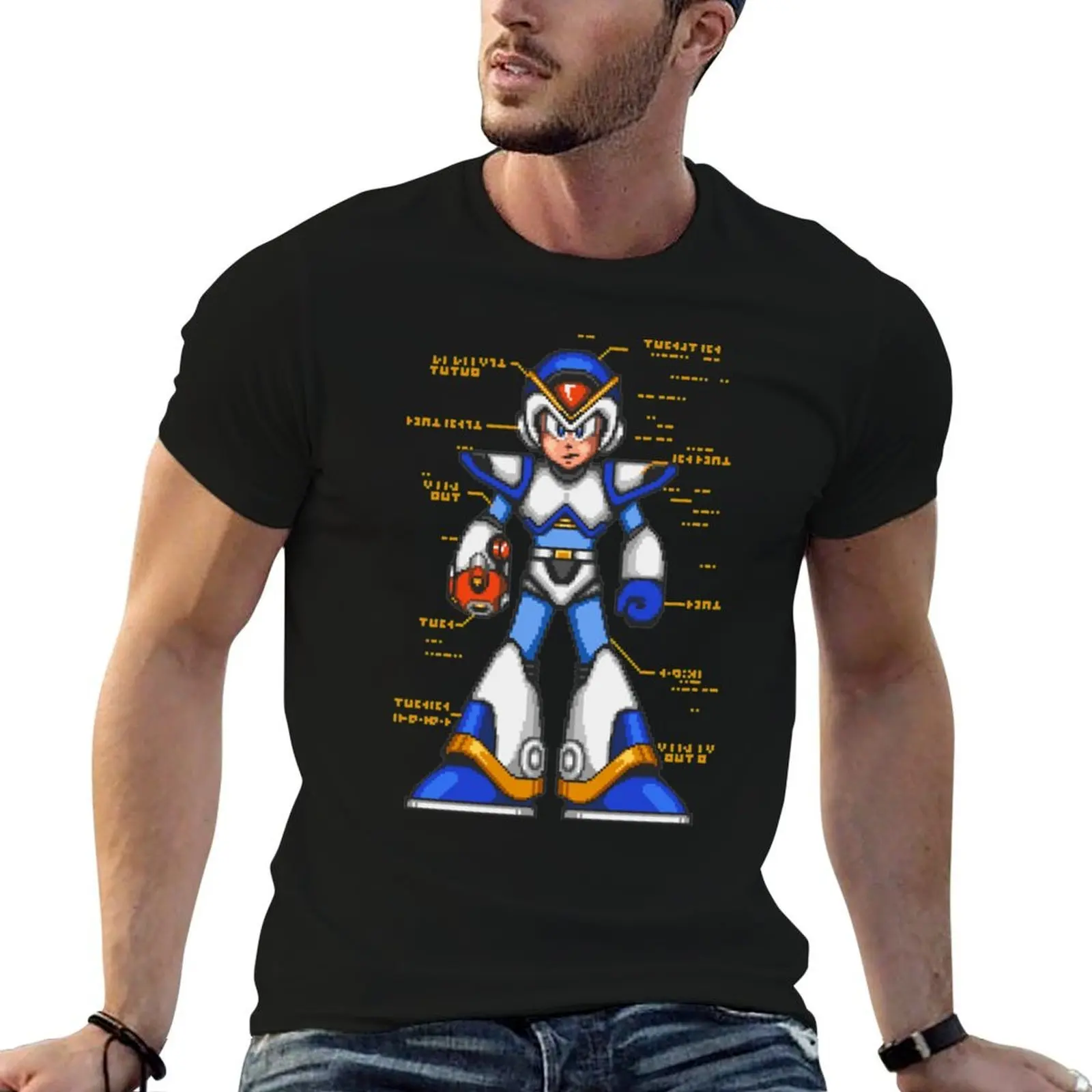 Mega Man X Full Armor Shirt T-Shirt Work Basic Short Sleeve Top