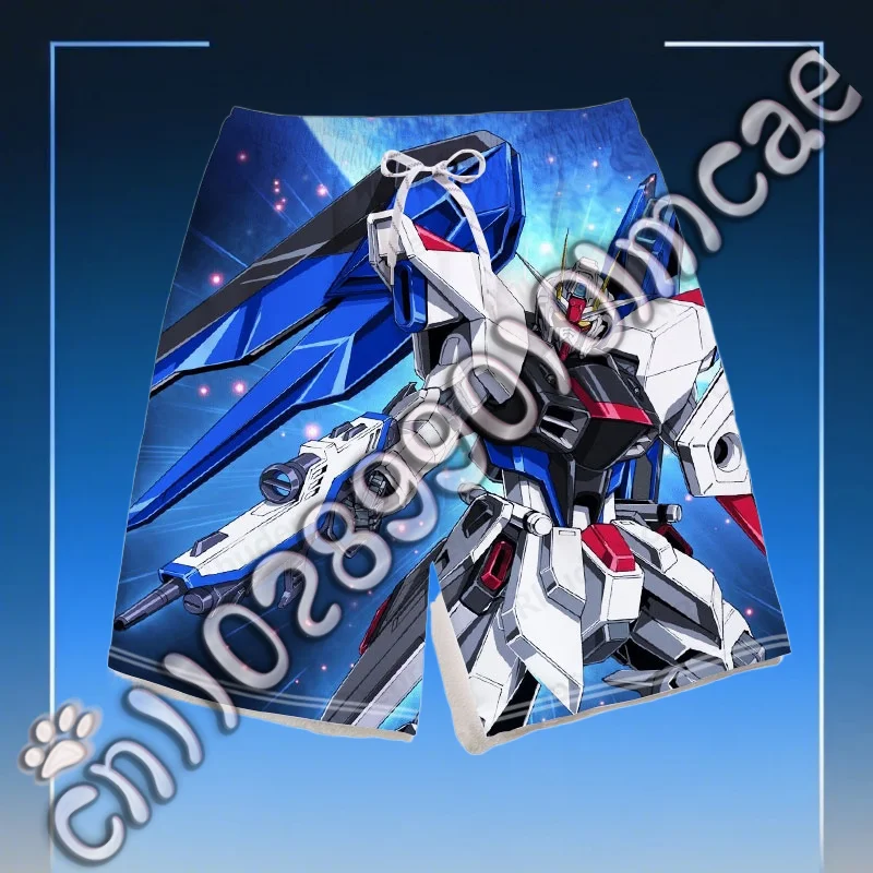 

2025/26 новые летние пляжные штаны Gundam Mecha, шорты для мальчиков и девочек, Хатаке Саске, Харадзюку, повседневные шорты с героями мультфильмов для мальчиков и девочек