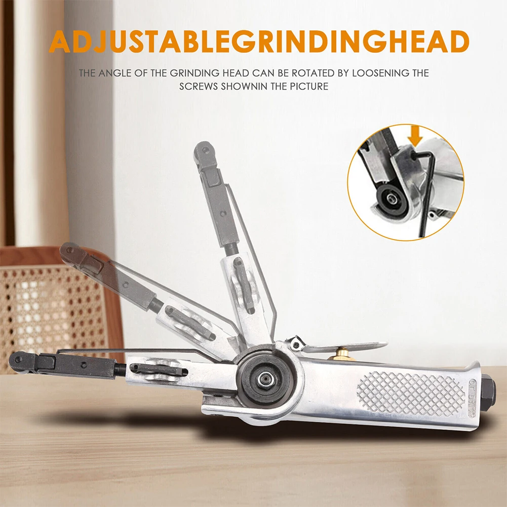 

3/8 Inch Air Belt Sander with 10 Pcs Belts Pneumatic Sanding Buffing Tools 10mm Air Angle Grinding Machine Pneumatic Belt Sander