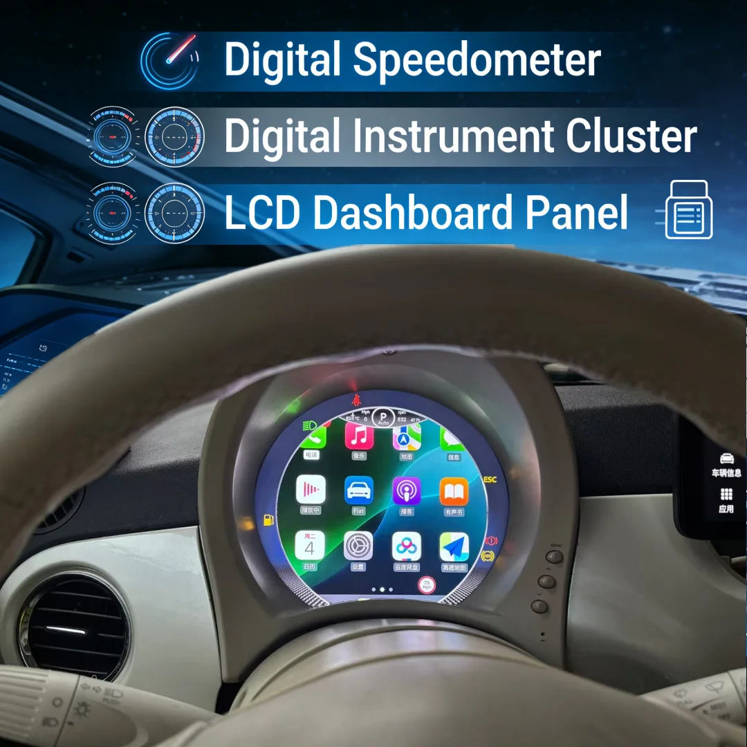 For FIAT 500 2007-2024 CarPlay LCD Digital Cluster Dashboard Series GPS Navi Car Radio Android 15 Multimedia Player Video Stereo