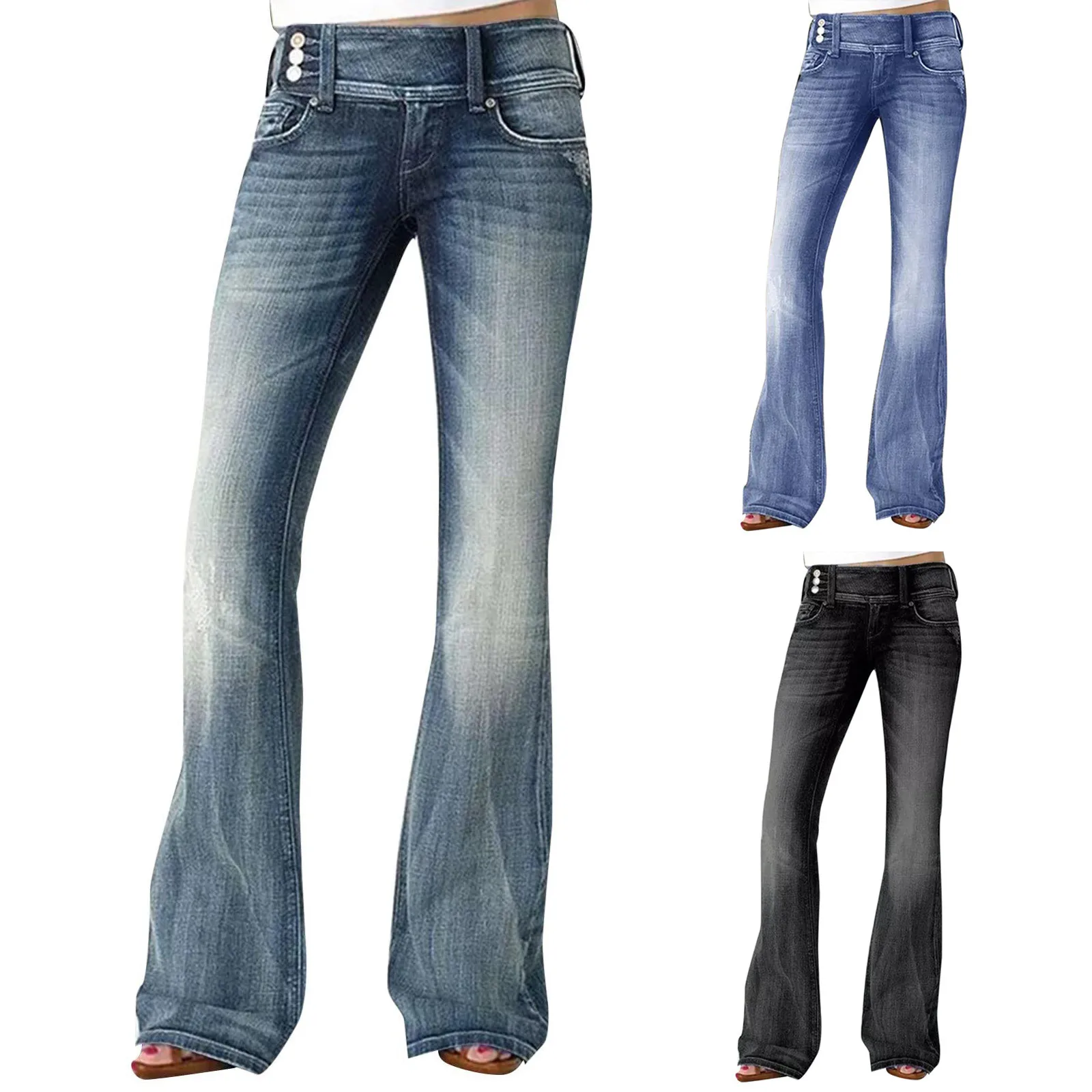

Fashion Vintage Straight Leg Jeans For Women Lightweight Versatile Ripped Hem Low Waisted Wide Leg Denim Trousers