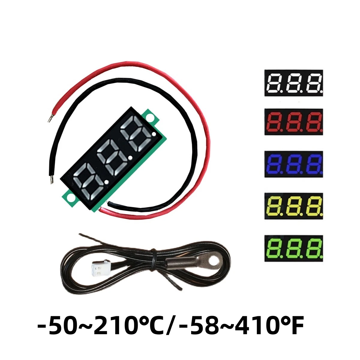 

0.28 Inch LED Digital Thermometer -50~210 ℃/-58~410 ℉ with NTC Metal Probe for Testing Fishpond Water Car Internal External Use