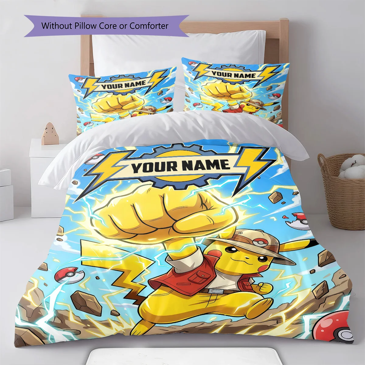Pokemon Custom Bedding Set Duvet Cover Pillowcase Soft Bedroom Home Decor Anime Style -QJY