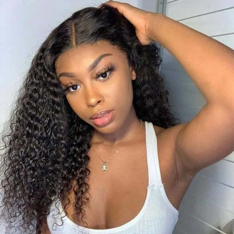 Jerry Curly Human Hair Wigs Bling Hair Cheap 32 Inches Kinky Curly Pre Plucked Lace Front Human Hair Lace Front Wigs