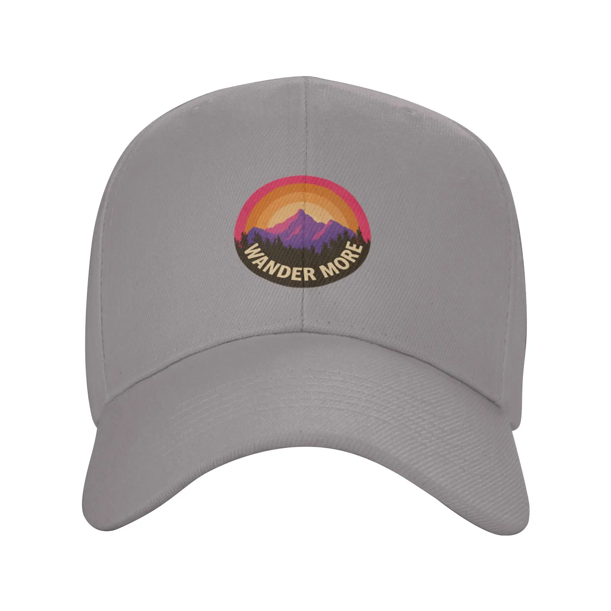 Hot Sale Wander More Retro Mountain Sunset Badge Design Baseball Cap  Unisex Men Hat  Outdoor Workout Men Hat