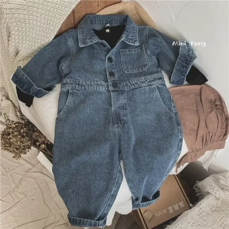 

Korea Denim Baby Romper Fashion Long Sleeve Jumpsuit Kids Spring Autumn Infant Boy Clothes Toddler Girls One-piece Onesie