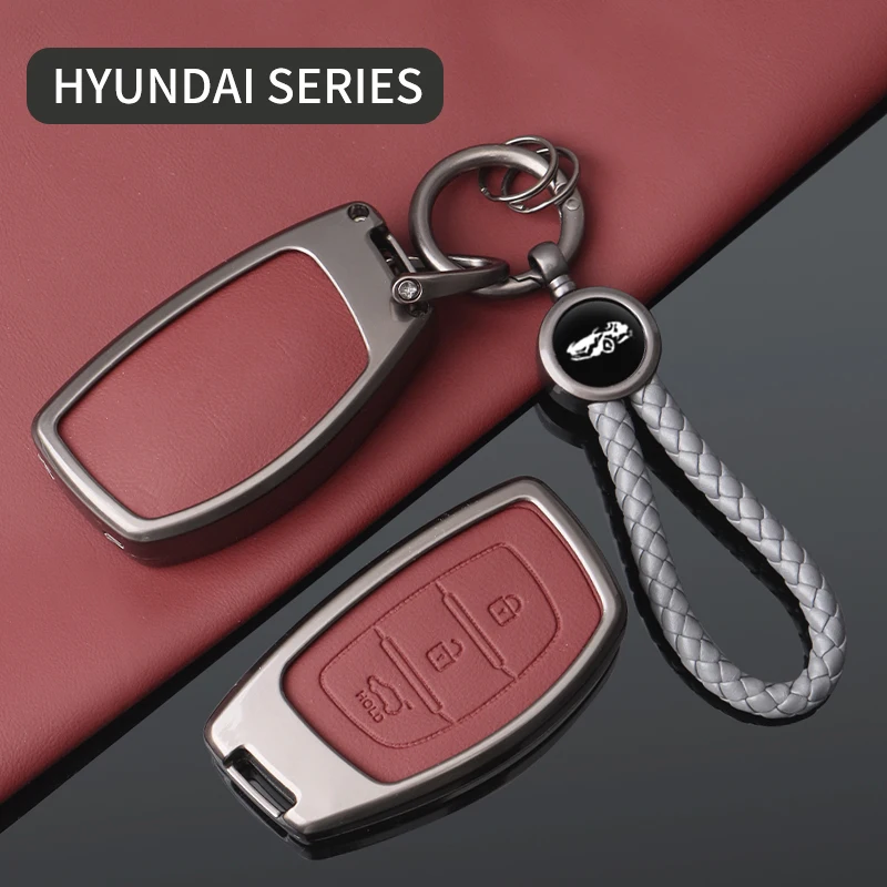 For Hyundai ix35 i40 i20 i10 Tucson Elantra Creta Sonata Ioniq Accent Creata Metal Leather Key Case cubierta de control remoto