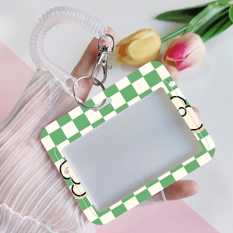 Two Cute Puppies Patterns Card Holder with Retractable Spring Cord Suitable for Student Bus Card Meal Card Protection Case Ect.