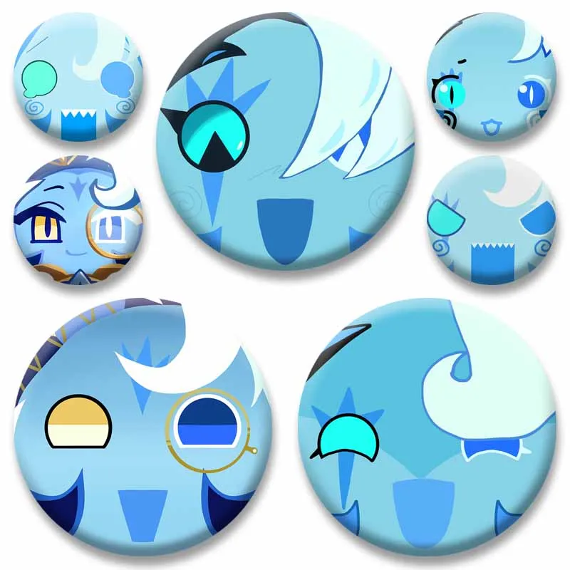 Anime Game Cookie R-Run Kingdom Shadow Milk Cookie Brooch Cartoon Role Cosplay Button Pins Funny Round Badge Bag Collar Ornament