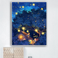 Painting By Numbers children under the stars Landscape Vase DIY HandPainted Painting Canvas Colouring Unique Gift Home Decorate