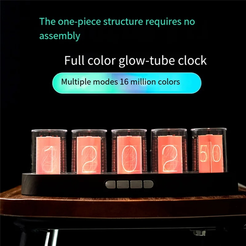 

1 Piece Digital Nixie Tube Clock Desktop Decoration Digital Clock With RGB LED Glows For Home Desktop Decoration C