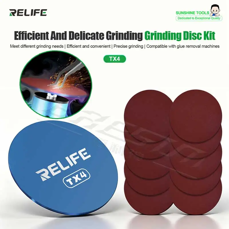 

Набор шлифовальных дисков RELIFE TX4: эффективная и точная шлифовка для удаления клея с процессоров, заточки лезвий, ремонта пинцетов и других задач.