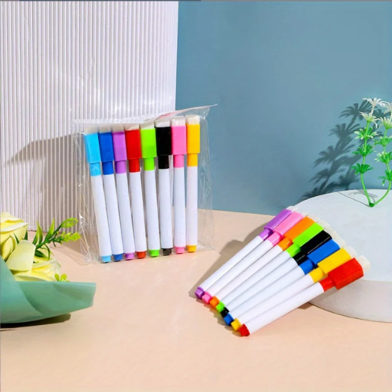 8-Farben Whiteboard-Marker mit Magnetischem Radierer, Geeignet für Büro-Whiteboards, Kalender, Unterricht, Geschenke – Detail 8