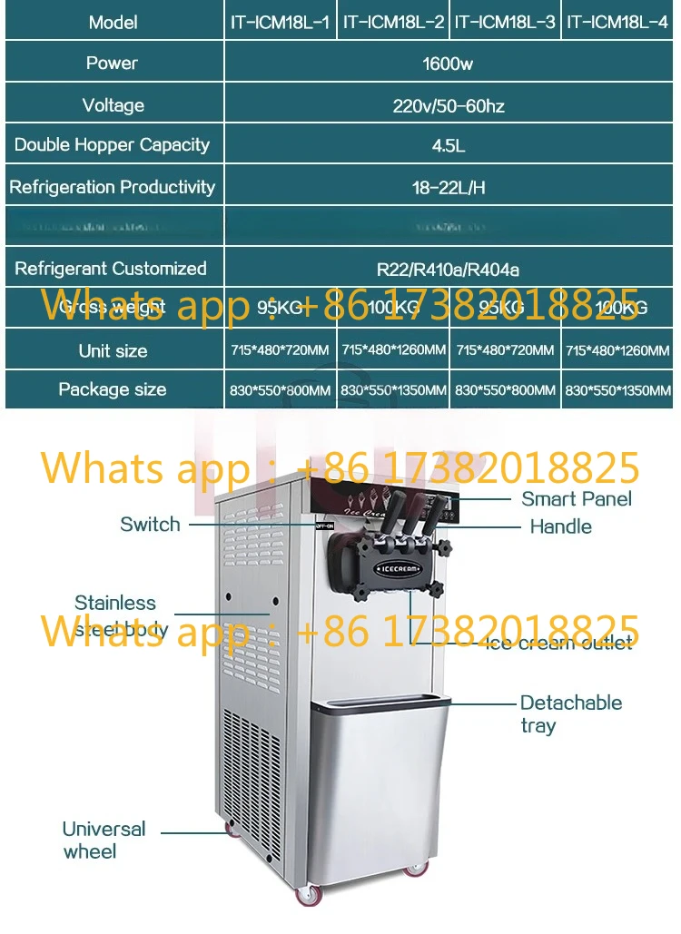 T-ICM18L-2 Summer Commercial Professional Floor Standing   Soft Ice Cream Machine