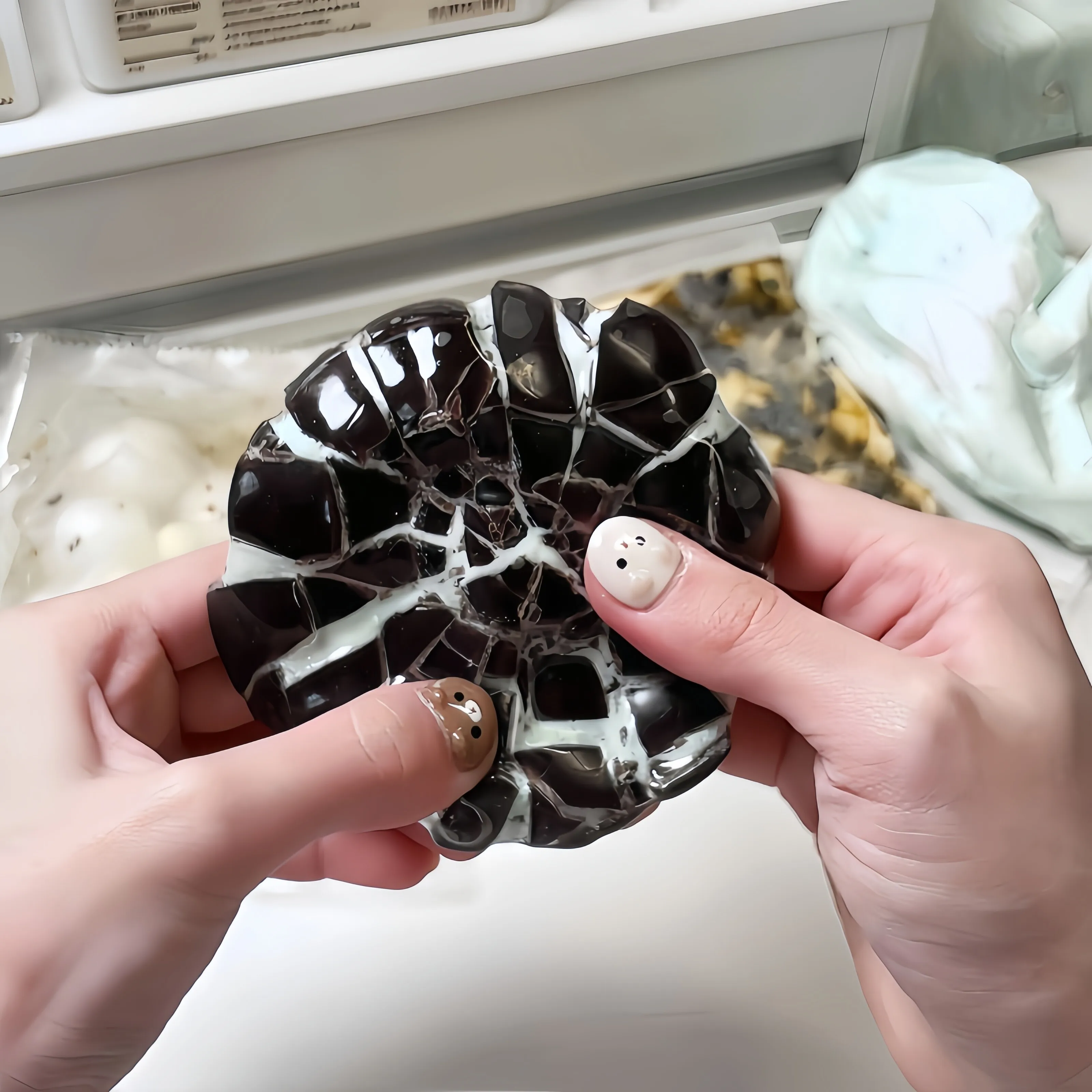 Chocolate Mint Crispy Donut Squishy Small Desktop Ornament Crackable Squeeze Toy Realistic Food Fidget Toy Stress Relief