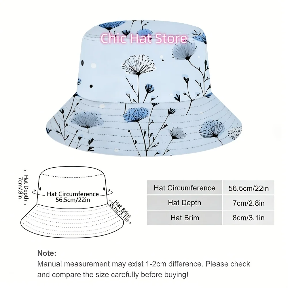 1 High-quality Unisex Blue Floral Print Bucket Hat. Originally a Practical Accessory for Fishermen, the Bucket Hat Has Evolved i