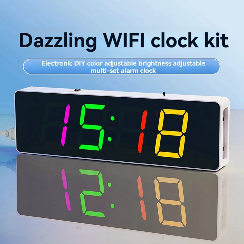 DIY Electronic Kit Digital RGB Colorful LED Alarm Clock Suite,C New Arrivals in Stock