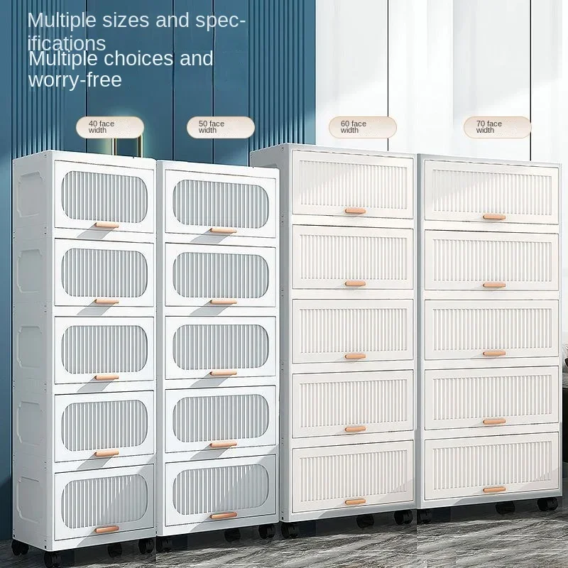 Multi-Layer Narrow Gap Storage Cabinet Kitchen Gap Shelf Dust-Proof Plastic Snack Cabinet Living Room Organizer Storage Cabinets